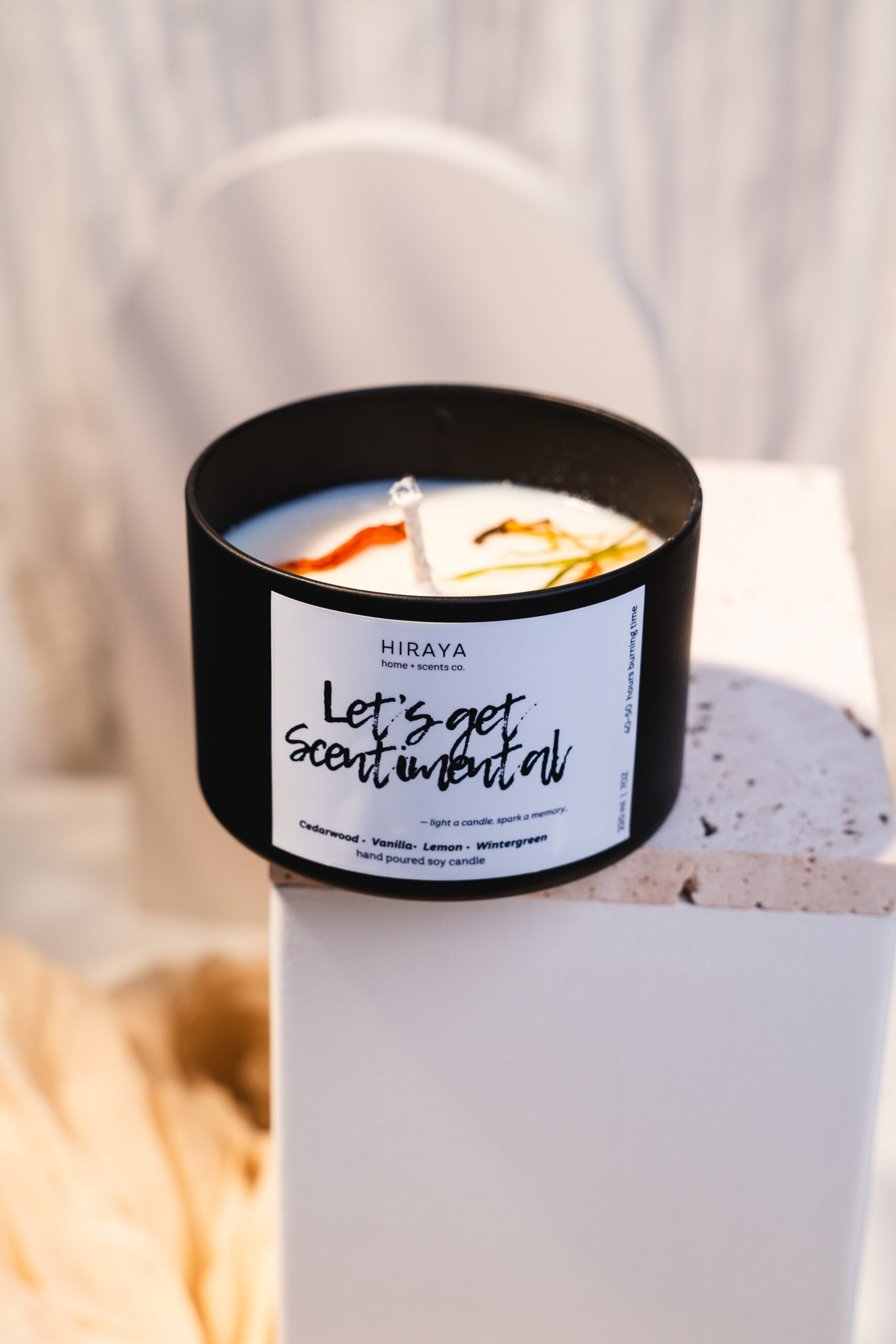 Hand Poured Soy Candle with Cedarwood, Vanilla, Lemon and Wintergreen in 220ml jar