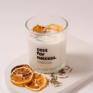 Energizing soy candle with lemon, peppermint, and rosemary blend in 300ml jar